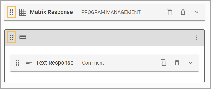 Two collapsed steps with the drag and drop icon highlighted for reordering a step and its content.